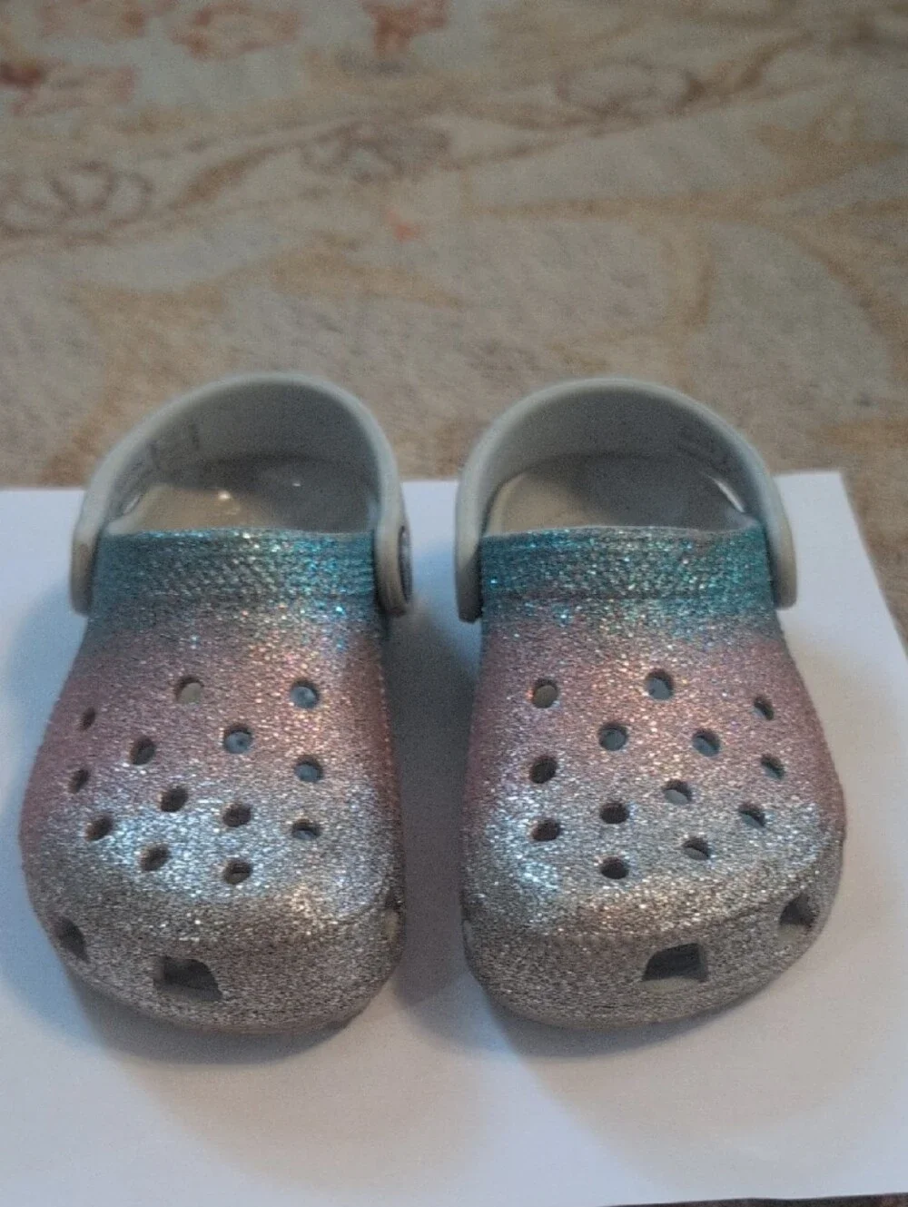 CROCS Kids Glitter Ombre Clogs in Pink and Blue